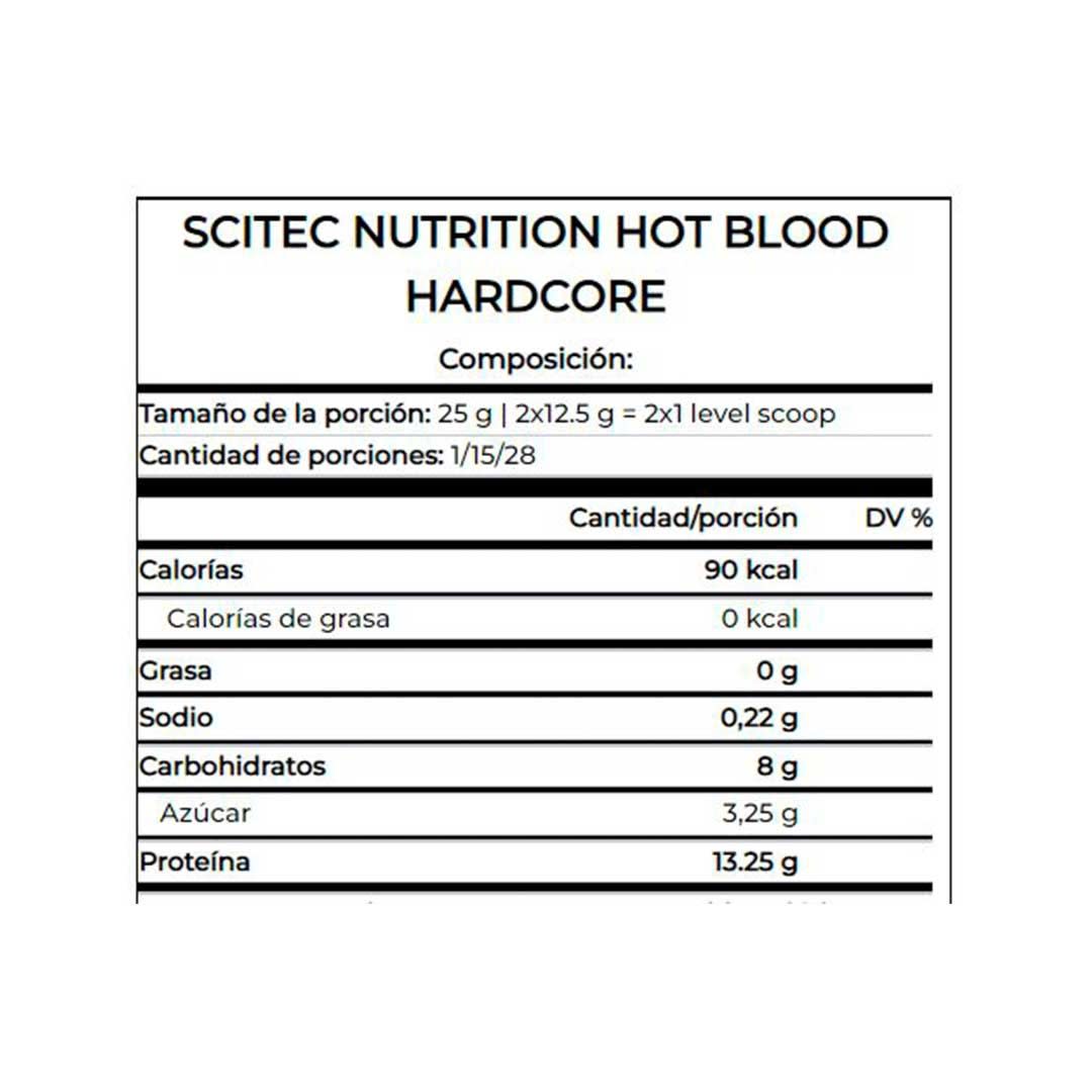 Pre Entreno Hot Blood Hardcore / 375 gr
