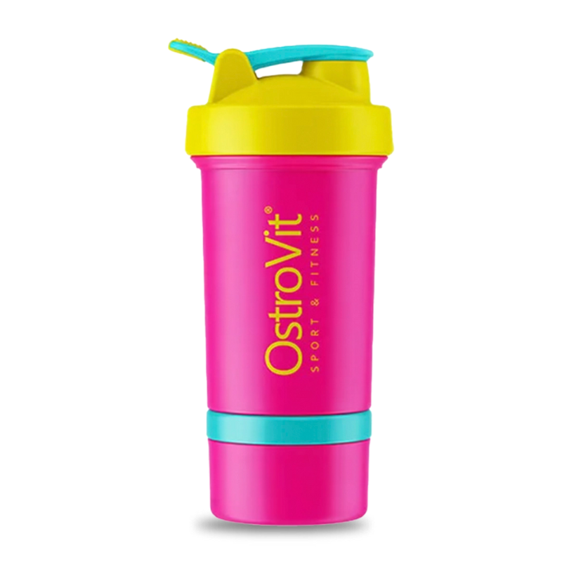 SHAKER OSTROVIT 500ML FUCSIA CON COMPARTIMIENTO