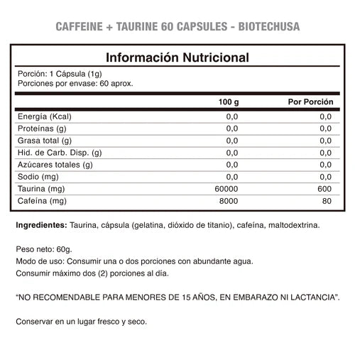 Caffeine + Taurine BioTechUsa 60caps