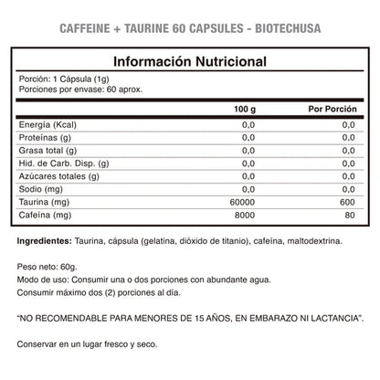 Caffeine + Taurine BioTechUsa 60caps